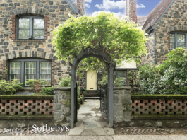 Imagine Raising Your Family in This Forest Hills Fieldstone Tudor Townhouse, on the Market for $3,850,000 85 Greenway Terrace entryway