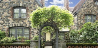 Imagine Raising Your Family in This Forest Hills Fieldstone Tudor Townhouse, on the Market for $3,850,000 85 Greenway Terrace entryway