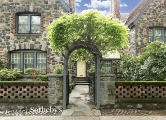 Imagine Raising Your Family in This Forest Hills Fieldstone Tudor Townhouse, on the Market for $3,850,000 85 Greenway Terrace entryway
