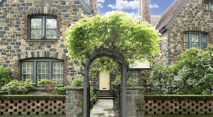 Imagine Raising Your Family in This Forest Hills Fieldstone Tudor Townhouse, on the Market for $3,850,000 85 Greenway Terrace entryway